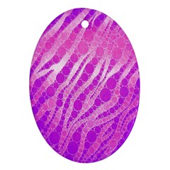 Florescent Pink Zebra Pattern  Oval Ornament (two Sides) by OCDesignss