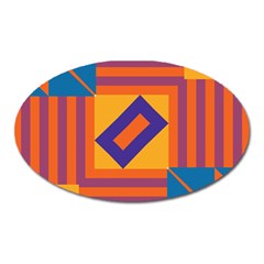 Shapes And Stripes Symmetric Design Magnet (oval) by LalyLauraFLM