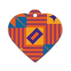 Shapes And Stripes Symmetric Design Dog Tag Heart (two Sides) by LalyLauraFLM