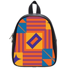 Shapes And Stripes Symmetric Design School Bag (small) by LalyLauraFLM