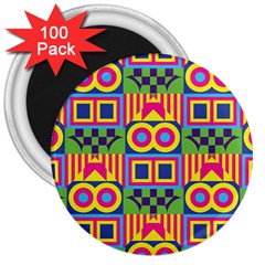 Colorful Shapes In Rhombus Pattern 3  Magnet (100 Pack) by LalyLauraFLM