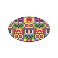 Colorful Shapes In Rhombus Pattern Sticker (oval) by LalyLauraFLM