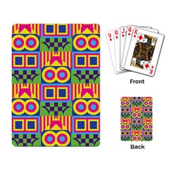 Colorful Shapes In Rhombus Pattern Playing Cards Single Design by LalyLauraFLM