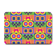 Colorful Shapes In Rhombus Pattern Small Doormat by LalyLauraFLM