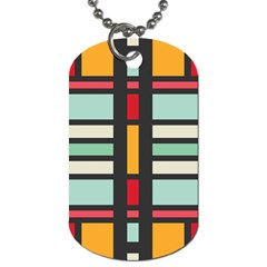 Mirrored Rectangles In Retro Colors Dog Tag (one Side) by LalyLauraFLM