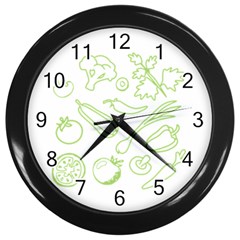 Green Vegetables Wall Clocks (black)
