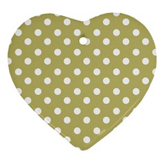 Lime Green Polka Dots Ornament (Heart) 