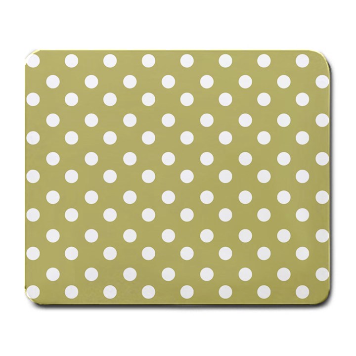 Lime Green Polka Dots Large Mousepads