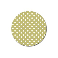 Lime Green Polka Dots Magnet 3  (Round)