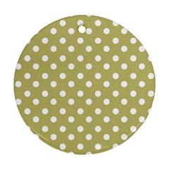 Lime Green Polka Dots Round Ornament (Two Sides) 