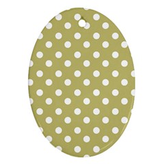 Lime Green Polka Dots Oval Ornament (Two Sides)