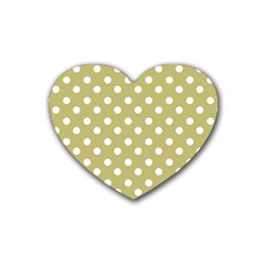 Lime Green Polka Dots Heart Coaster (4 pack) 