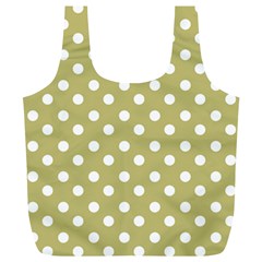 Lime Green Polka Dots Full Print Recycle Bags (L) 