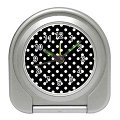 Black And White Polka Dots Travel Alarm Clocks by GardenOfOphir