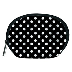 Black And White Polka Dots Accessory Pouches (medium)  by GardenOfOphir