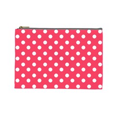 Hot Pink Polka Dots Cosmetic Bag (large)  by GardenOfOphir