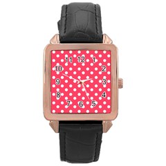 Hot Pink Polka Dots Rose Gold Watches by GardenOfOphir