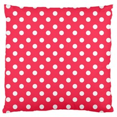 Hot Pink Polka Dots Large Flano Cushion Cases (one Side)  by GardenOfOphir