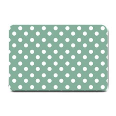 Mint Green Polka Dots Small Doormat  by GardenOfOphir