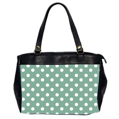 Mint Green Polka Dots Office Handbags (2 Sides)  by GardenOfOphir