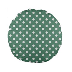 Mint Green Polka Dots Standard 15  Premium Flano Round Cushions