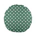 Mint Green Polka Dots Standard 15  Premium Flano Round Cushions Back