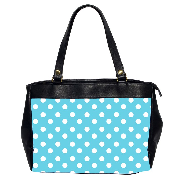 Sky Blue Polka Dots Office Handbags (2 Sides) 