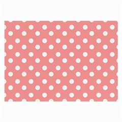 Coral And White Polka Dots Large Glasses Cloth by GardenOfOphir