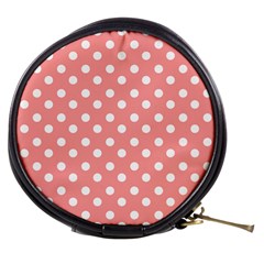 Coral And White Polka Dots Mini Makeup Bags by GardenOfOphir