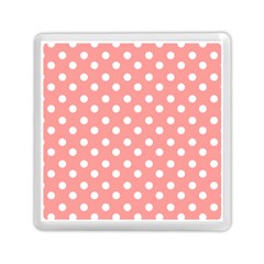 Coral And White Polka Dots Memory Card Reader (square)  by GardenOfOphir