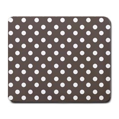 Brown And White Polka Dots Large Mousepads by GardenOfOphir