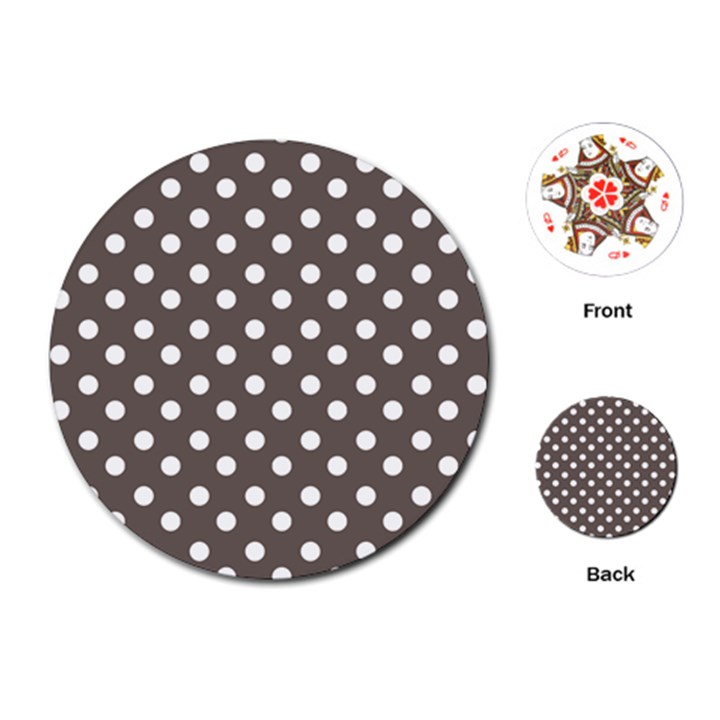 Brown And White Polka Dots Playing Cards (Round) 