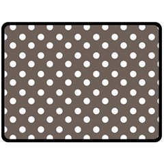 Brown And White Polka Dots Fleece Blanket (large)  by GardenOfOphir