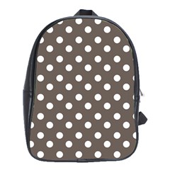 Brown And White Polka Dots School Bags (xl)  by GardenOfOphir