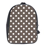 Brown And White Polka Dots School Bags (XL)  Front