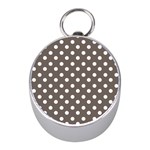 Brown And White Polka Dots Mini Silver Compasses Front