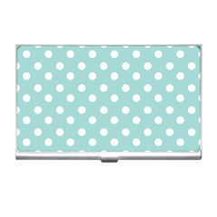 Blue And White Polka Dots Business Card Holders by GardenOfOphir