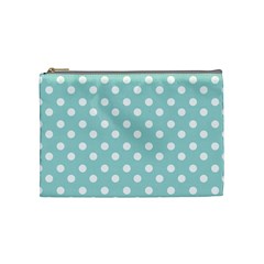 Blue And White Polka Dots Cosmetic Bag (medium)  by GardenOfOphir