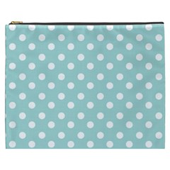 Blue And White Polka Dots Cosmetic Bag (xxxl)  by GardenOfOphir