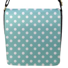 Blue And White Polka Dots Flap Messenger Bag (s) by GardenOfOphir
