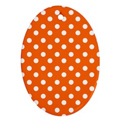 Orange And White Polka Dots Ornament (oval)  by GardenOfOphir