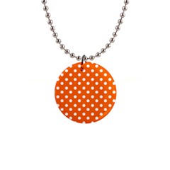 Orange And White Polka Dots Button Necklaces by GardenOfOphir