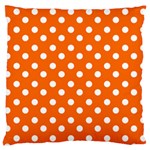 Orange And White Polka Dots Large Cushion Cases (One Side)  Front