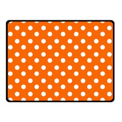 Orange And White Polka Dots Double Sided Fleece Blanket (small) 