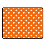 Orange And White Polka Dots Double Sided Fleece Blanket (Small)  45 x34  Blanket Front