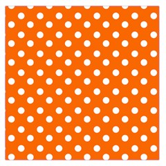 Orange And White Polka Dots Large Satin Scarf (square) by GardenOfOphir