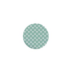 Light Blue And White Polka Dots 1  Mini Buttons by GardenOfOphir