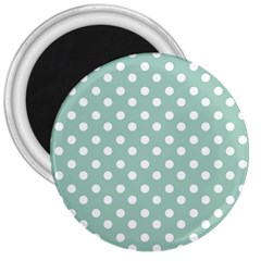 Light Blue And White Polka Dots 3  Magnets by GardenOfOphir