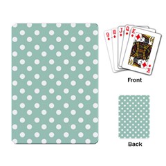 Light Blue And White Polka Dots Playing Card by GardenOfOphir