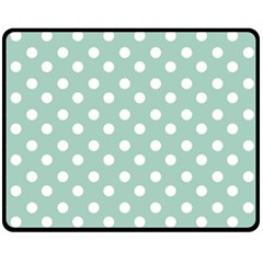 Light Blue And White Polka Dots Double Sided Fleece Blanket (medium)  by GardenOfOphir